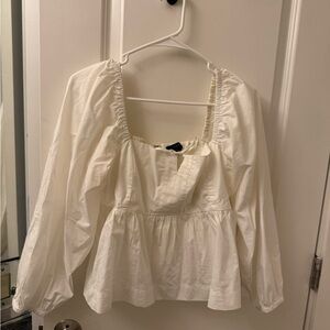 J. Crew Cream Blouse with Ruched Details